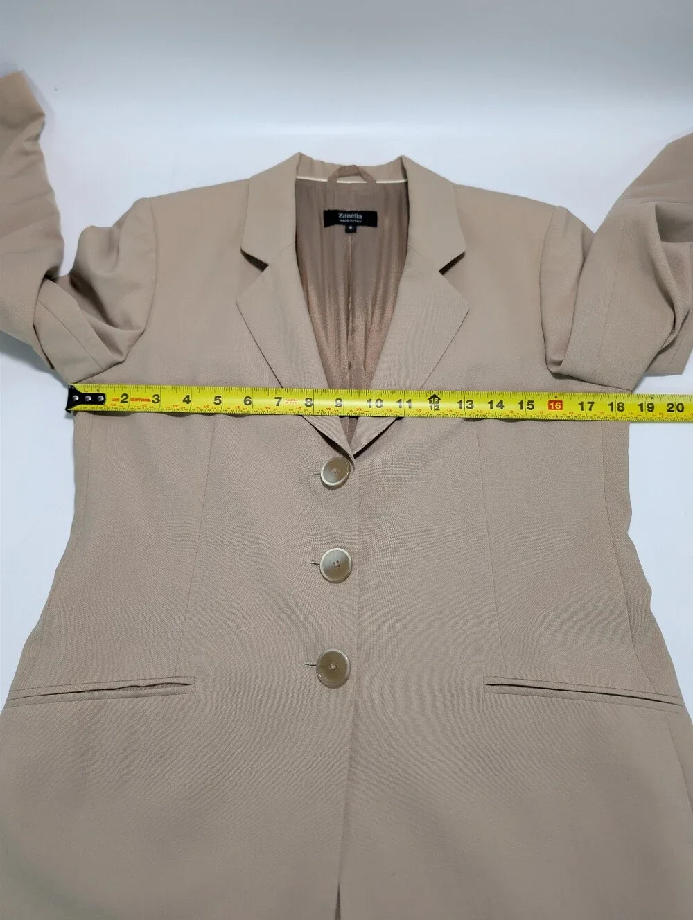 Zanella Tan Single Breasted Three Button Lightweight Blazer